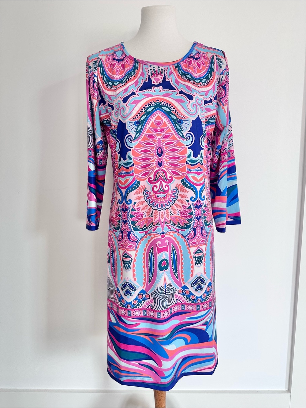 Jean Pierre Klifa Daphne Sheath Pink Multicolor Dress Size XL